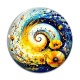 Cabochon Verre - spirale fleur coquelicot
