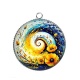 Pendentif Cabochon Argent - spirale fleur coquelicot