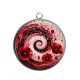 Pendentif Cabochon Argent - spirale fleur coquelicot