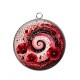 Pendentif Cabochon Argent - spirale fleur coquelicot