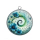 Pendentif Cabochon Argent - spirale fleur coquelicot
