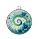 Pendentif Cabochon Argent - spirale fleur coquelicot