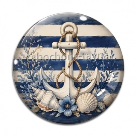 Cabochon Verre - ancre de bateau