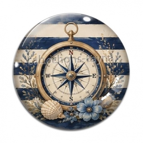 Cabochon Verre - boussole de mer