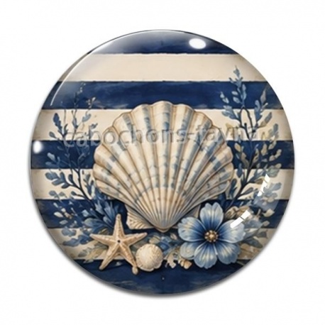 Cabochon Verre - coquillage de mer