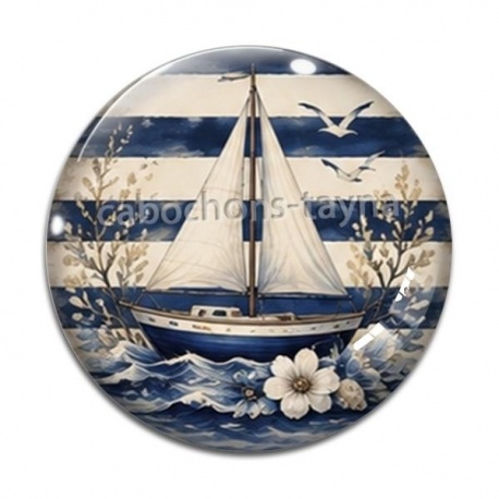 Cabochon Verre - bateau