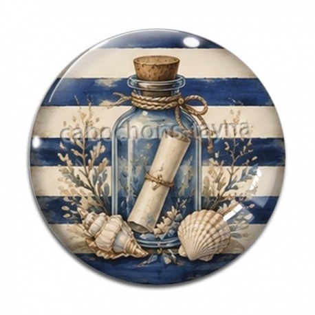 Cabochon Verre - bouteille de mer