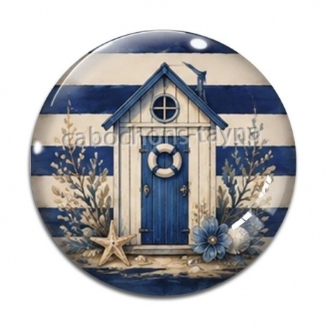 Cabochon Verre - cabane de plage