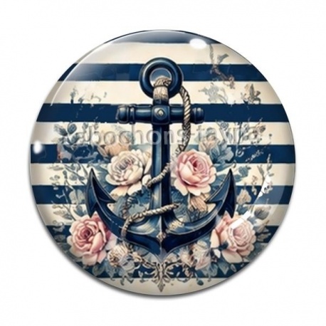 Cabochon Verre - ancre de bateau