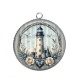 Pendentif Cabochon Argent - phare de mer