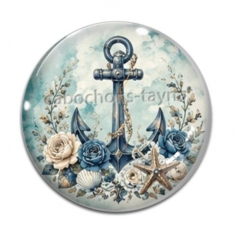 Cabochon Verre - ancre de bateau