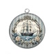 Pendentif Cabochon Argent - bateau