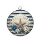 Pendentif Cabochon Argent - Etoile et coquillage de mer