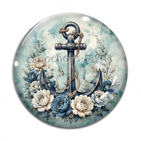 Cabochon Verre - ancre de bateau
