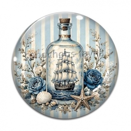 Cabochon Verre - bouteille de mer