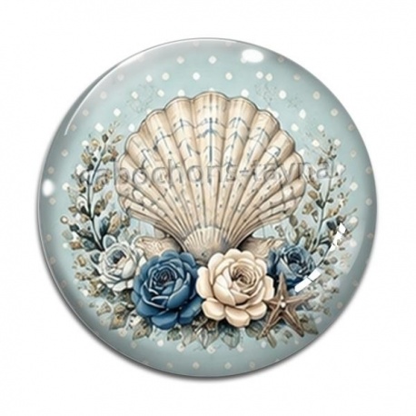 Cabochon Verre - coquillage de mer