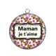 Pendentif Cabochon Argent - maman je t'aime
