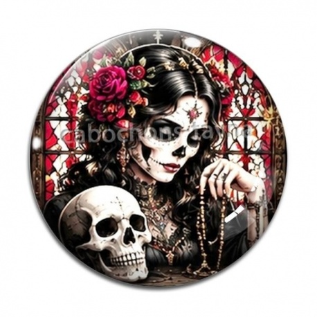 Cabochon Verre - femme gothique