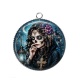 Pendentif Cabochon Argent - femme gothique