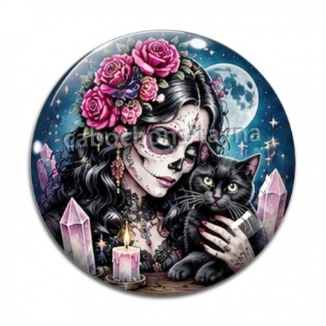 Cabochon Verre - femme gothique