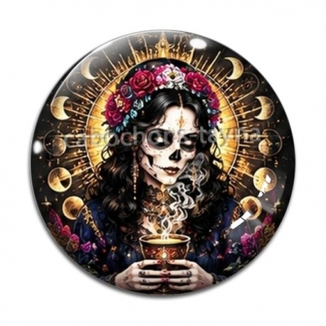 Cabochon Verre - femme gothique
