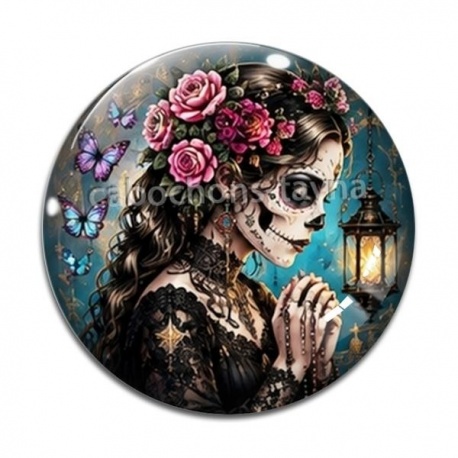 Cabochon Verre - femme gothique