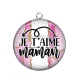 Pendentif Cabochon Argent - je t'aime maman