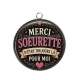 Pendentif Cabochon Argent - merci soeurette d'être toujours la pour moi