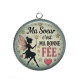 Pendentif Cabochon Argent - ma soeur c'est ma bonne fée