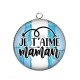 Pendentif Cabochon Argent - je t'aime maman