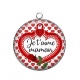 Pendentif Cabochon Argent - je t'aime maman