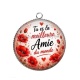 Pendentif Cabochon Argent - tu es la meilleure amie du monde