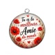 Pendentif Cabochon Argent - tu es la meilleure amie du monde