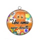 Pendentif Cabochon Argent - une amie super chouette