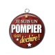 Pendentif Cabochon Argent - je suis un pompier qui déchire