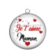 Pendentif Cabochon Argent - je t'aime maman