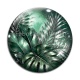 Cabochon Verre - feuille verte et argenté