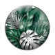 Cabochon Verre - feuille verte et argenté