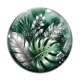 Cabochon Verre - feuille verte et argenté