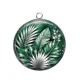 Pendentif Cabochon Argent - feuille verte et argenté
