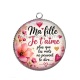 Pendentif Cabochon Argent - ma fille je t'aime plus que les mots ne peuvent le dire