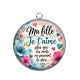 Pendentif Cabochon Argent - ma fille je t'aime plus que les mots ne peuvent le dire