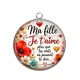 Pendentif Cabochon Argent - ma fille je t'aime plus que les mots ne peuvent le dire