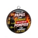 Pendentif Cabochon Argent - tous les papas sont géniaux mais le mien est pompier 
