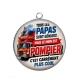 Pendentif Cabochon Argent - tous les papas sont géniaux mais le mien est pompier 