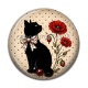 Cabochon Résine - chat fleurs