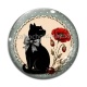 Cabochon Verre - chat fleur