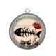 Pendentif Cabochon Argent - arête de poisson