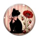 Cabochon Verre - chat fleur