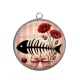 Pendentif Cabochon Argent - arête de poisson